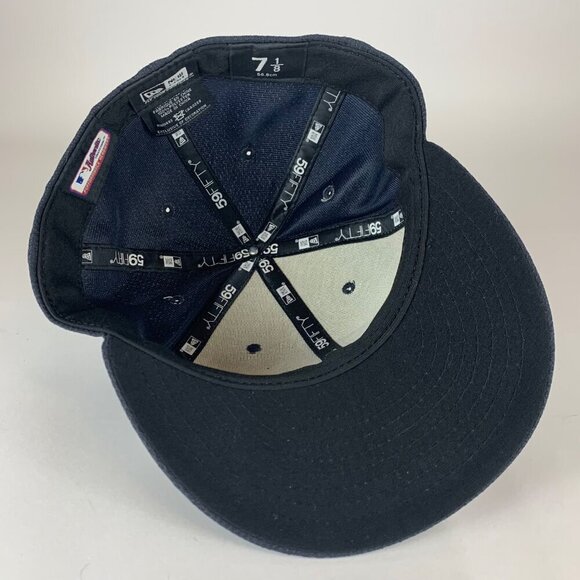 Atlanta Braves MLB Navy Blue White New Era 59Fifty Fitted Hat Mens 7 1/8 - Picture 4 of 5